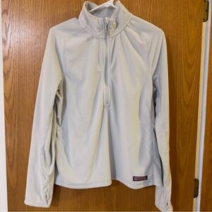 Vineyard Vines Performance Grid Fleece Half Zip Women’s M Light Gray